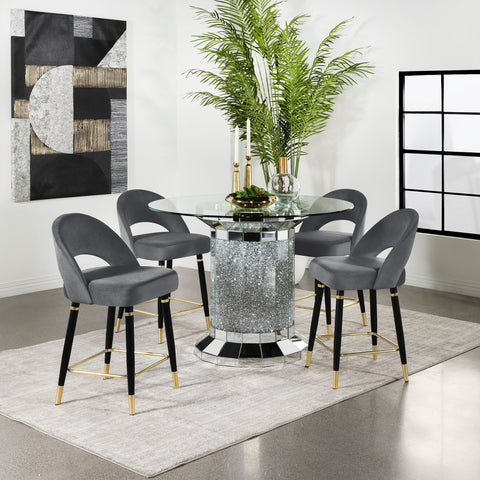 Otto 5-piece Mirrored Counter Height Dining Table Set GreyGrey