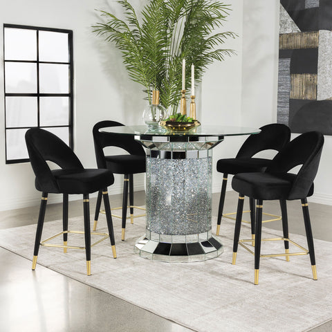 Otto 5-piece Mirrored Counter Height Dining Table Set BlackBlack
