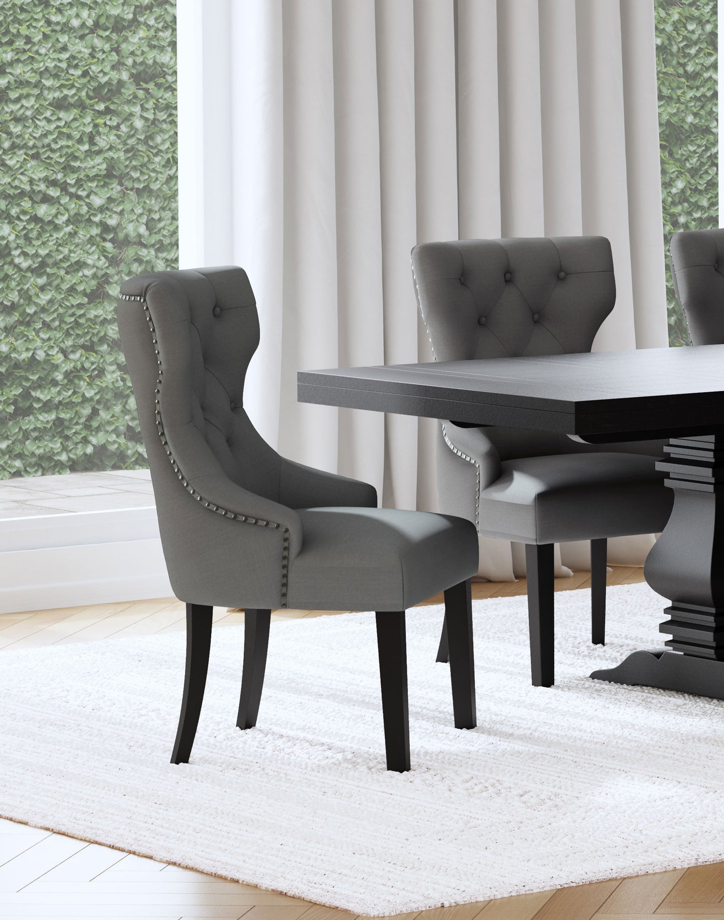 cascade fabric upholstered dining side chair grey and black