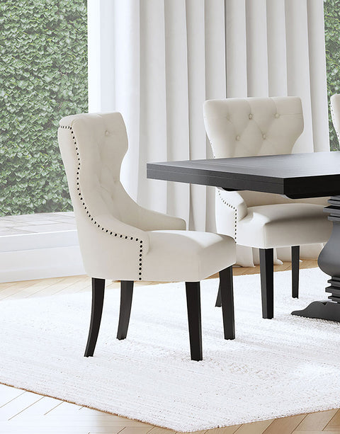 Fortress Fabric Upholstered Dining Side Chair Beige and BlackBeige / Distressed Black