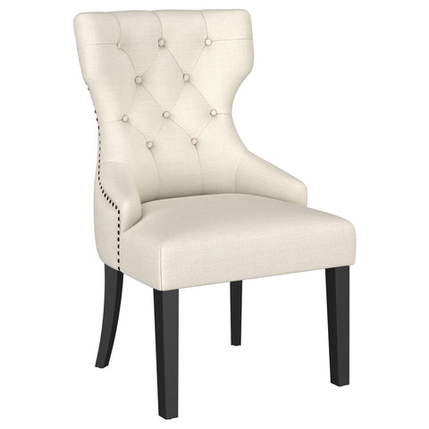 Fortress Fabric Upholstered Dining Side Chair Beige and BlackBeige / Distressed Black