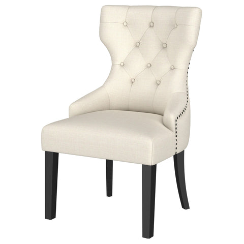 Fortress Fabric Upholstered Dining Side Chair Beige and BlackBeige / Distressed Black