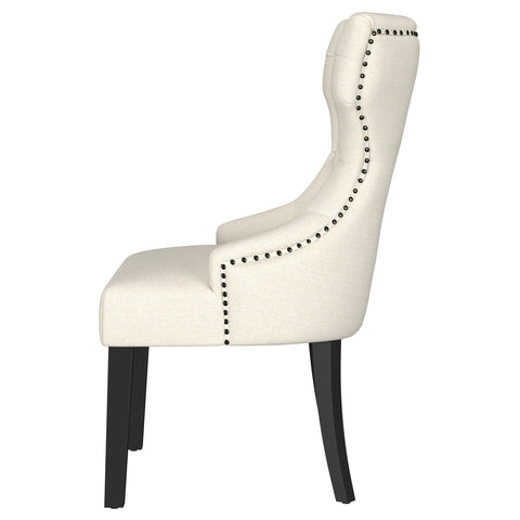Fortress Fabric Upholstered Dining Side Chair Beige and BlackBeige / Distressed Black