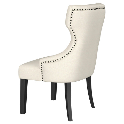 Fortress Fabric Upholstered Dining Side Chair Beige and BlackBeige / Distressed Black