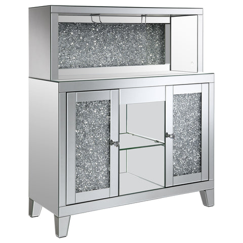 Odafin 2-door Mirrored Acrylic Home Bar Wine Cabinet SilverMirror