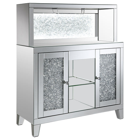 Odafin 2-door Mirrored Acrylic Home Bar Wine Cabinet SilverMirror