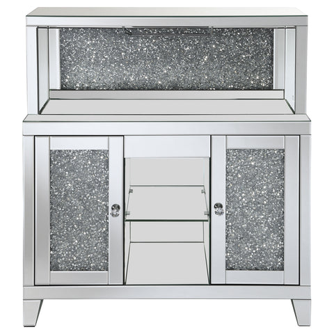 Odafin 2-door Mirrored Acrylic Home Bar Wine Cabinet SilverMirror
