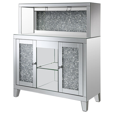 Odafin 2-door Mirrored Acrylic Home Bar Wine Cabinet SilverMirror