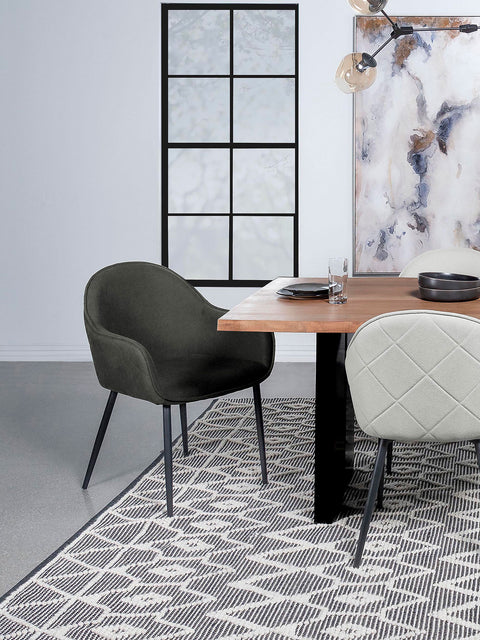 60x36-inch Fabric Upholstered Dining Arm Chair Charcoal (Set of 2)Charcoal