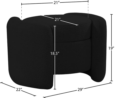 Sedona Black Boucle Fabric Ottoman Black