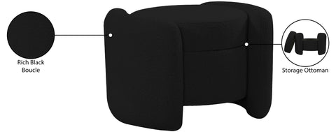 Sedona Black Boucle Fabric Ottoman Black