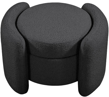 Sedona Black Boucle Fabric Ottoman Black