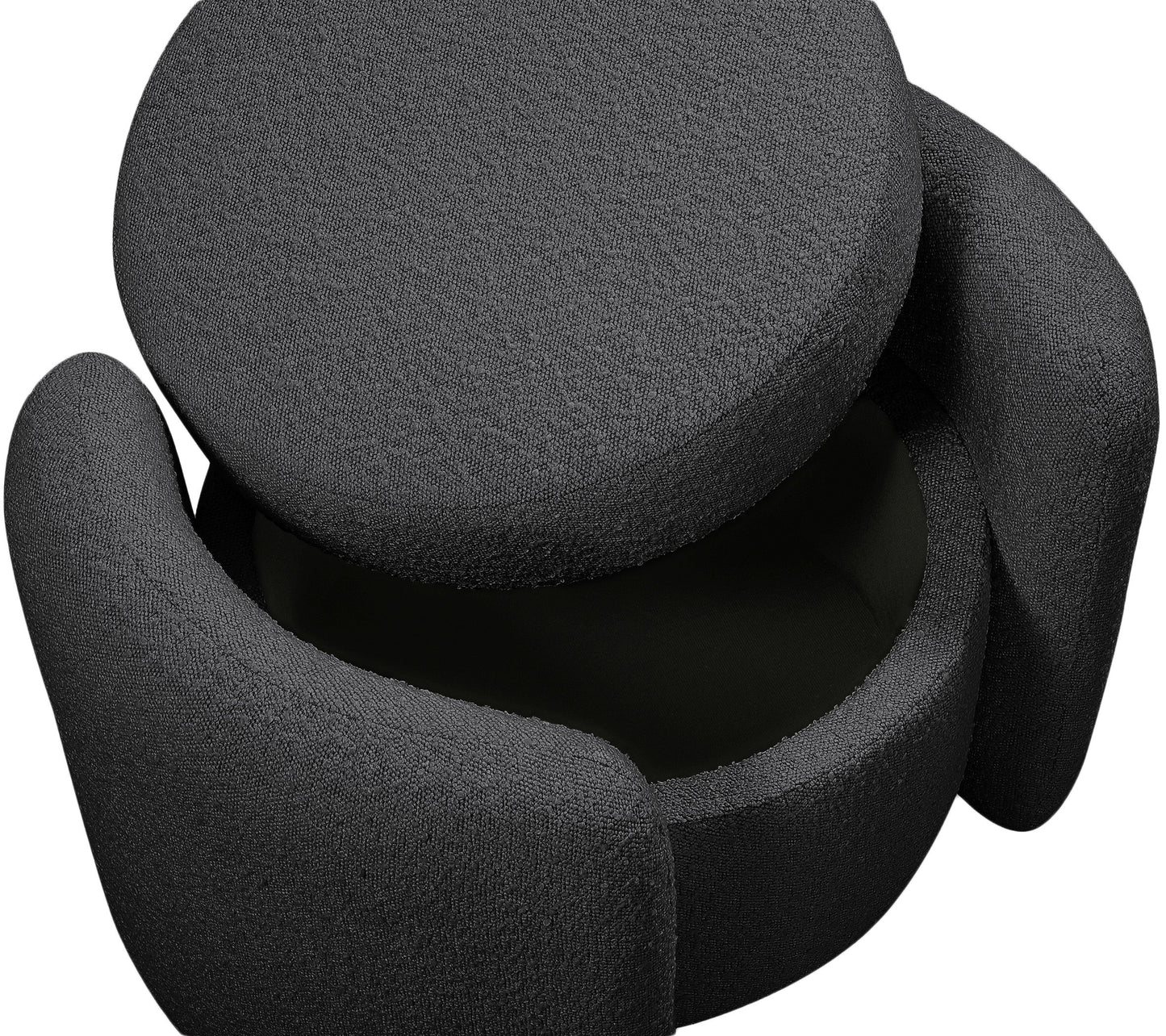 sedona black boucle fabric ottoman black