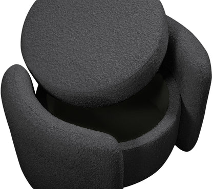 Sedona Black Boucle Fabric Ottoman Black