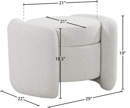 Sedona Cream Boucle Fabric Ottoman Cream