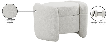 Sedona Cream Boucle Fabric Ottoman Cream