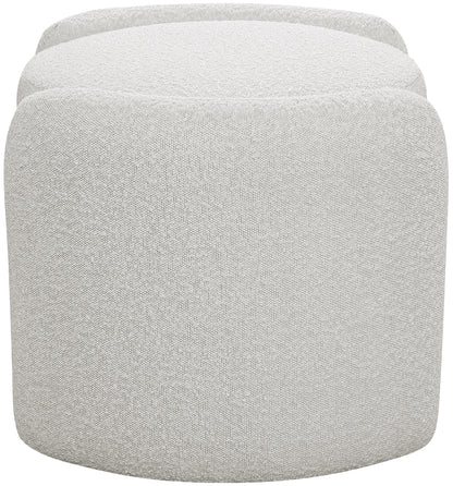 Sedona Cream Boucle Fabric Ottoman Cream
