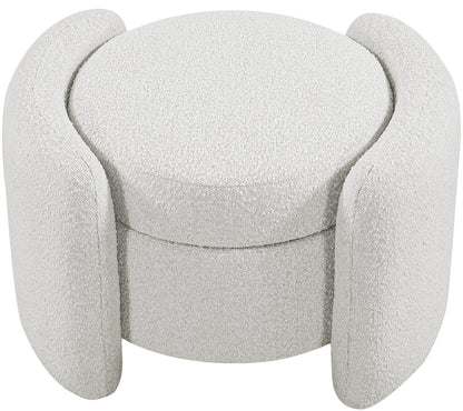 Sedona Cream Boucle Fabric Ottoman Cream