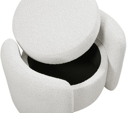 Sedona Cream Boucle Fabric Ottoman Cream