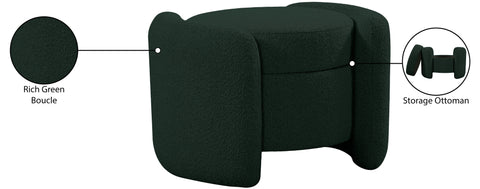 Sedona Green Boucle Fabric Ottoman Green