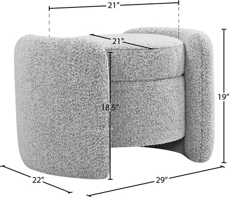 Sedona Grey Boucle Fabric Ottoman Grey