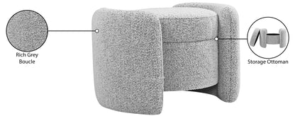 Sedona Grey Boucle Fabric Ottoman Grey