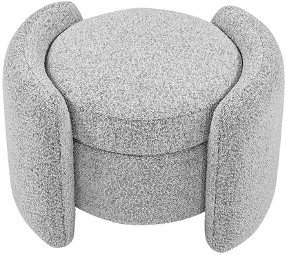 Sedona Grey Boucle Fabric Ottoman Grey
