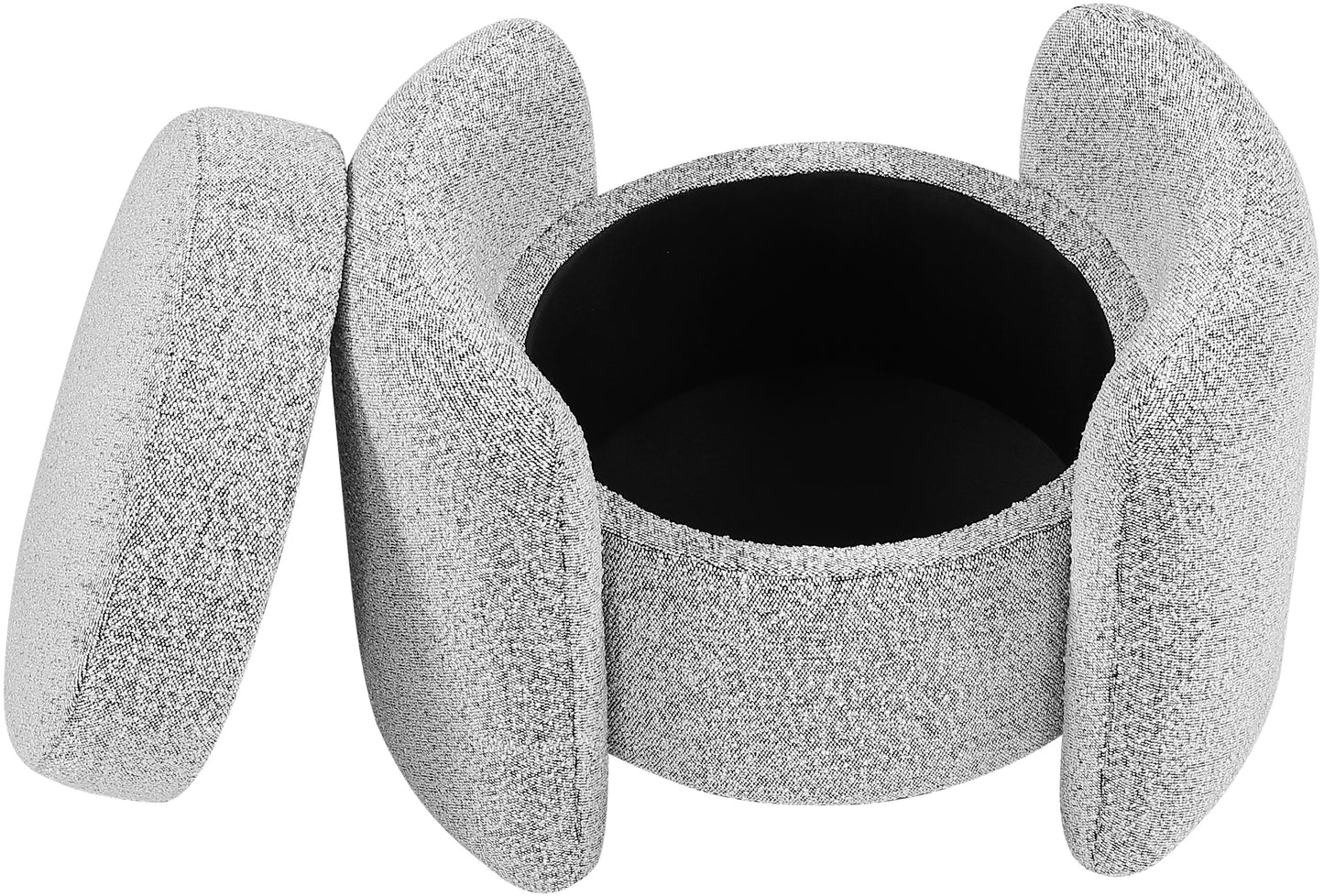 sedona grey boucle fabric ottoman grey