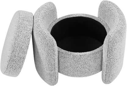 Sedona Grey Boucle Fabric Ottoman Grey
