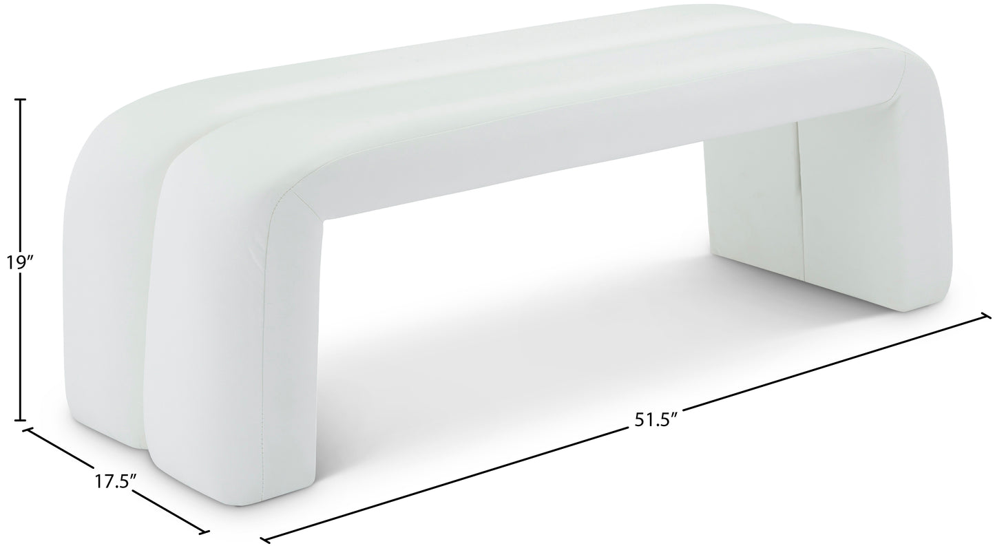 zara white faux leather bench white