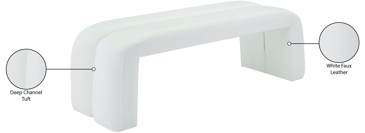 zara white faux leather bench white