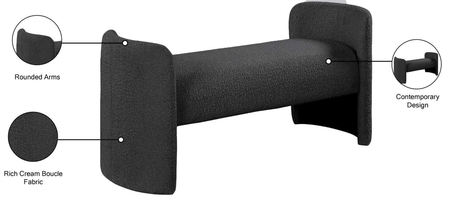 savan black boucle fabric bench black