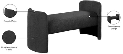 Savan Black Boucle Fabric Bench Black