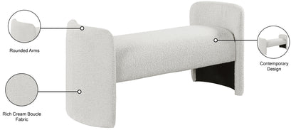 Savan Cream Boucle Fabric Bench Cream