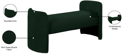 Savan Green Boucle Fabric Bench Green