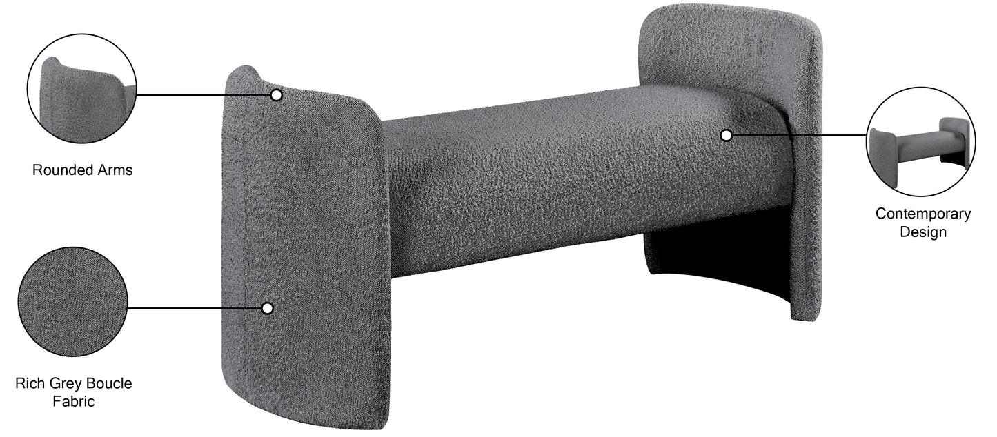 savan grey boucle fabric bench grey