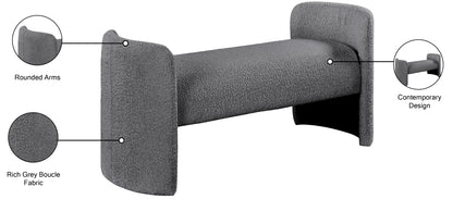 Savan Grey Boucle Fabric Bench Grey