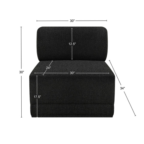 Rudy Black Boucle Fabric Armless Armless