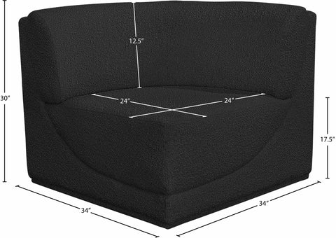 Estelle Black Boucle Fabric Upholstered Modular Corner Chair, 1 Piece