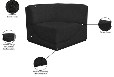 Estelle Black Boucle Fabric Upholstered Modular Corner Chair, 1 Piece
