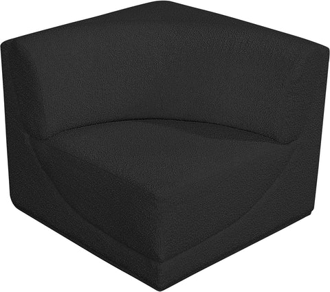Estelle Black Boucle Fabric Upholstered Modular Corner Chair, 1 Piece