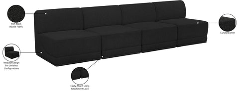 Estelle Black 120 Boucle Fabric Upholstered Armless Modular Sofa, 4-Piece