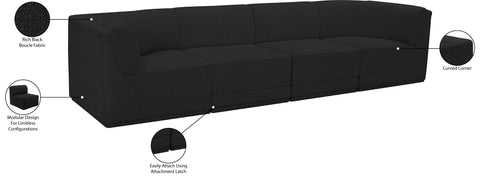 Estelle Black 128 Boucle Fabric Upholstered Modular Sofa, 4-Piece