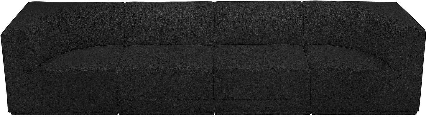 rudy black boucle fabric modular sofa s128