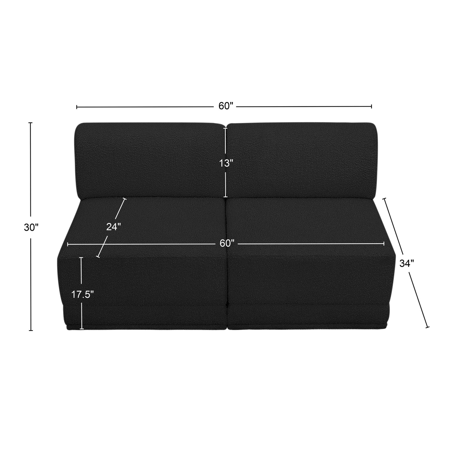 rudy black boucle fabric modular sofa s60