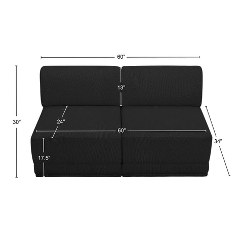 Rudy Black Boucle Fabric Modular Sofa S60