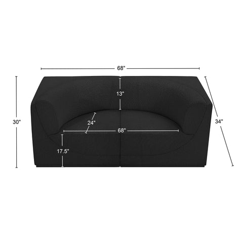 Rudy Black Boucle Fabric Modular Sofa S68