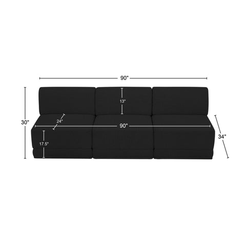 Rudy Black Boucle Fabric Modular Sofa S90