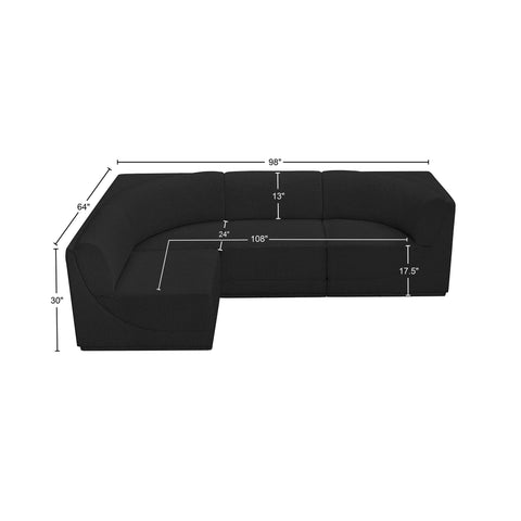 Rudy Black Boucle Fabric Modular Sectional Sec4A