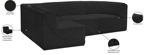 Estelle Black 98 Boucle Fabric Upholstered Modular Sectional, 4-Piece